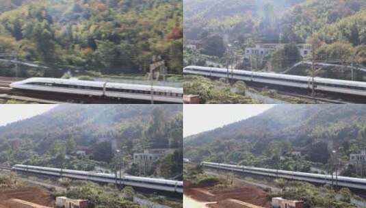京广线高铁列车快速交汇飞驰实拍视频高清在线视频素材下载
