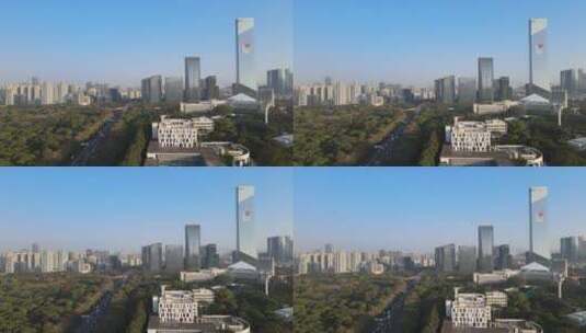 腾讯大厦 汉京大厦 航拍 荔香公园高清在线视频素材下载