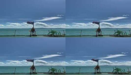 海岸边的泰国国旗高清在线视频素材下载