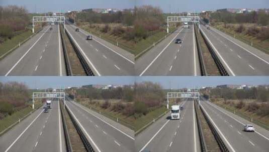 航拍高速公路的汽车高清在线视频素材下载