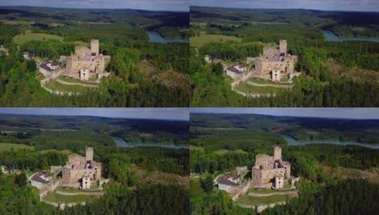 航拍城堡景观高清在线视频素材下载