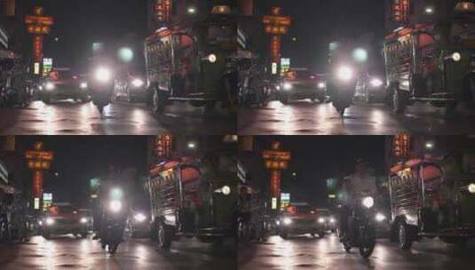 曼谷夜间道路上的车辆高清在线视频素材下载