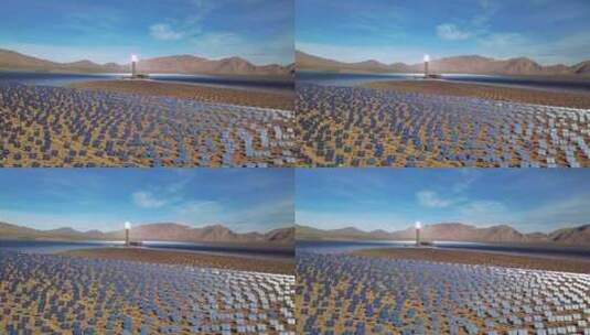 航拍巨大的太阳能电板高清在线视频素材下载