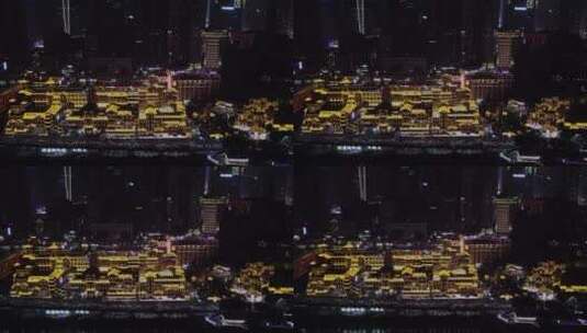 重庆洪崖洞夜景航拍视频高清在线视频素材下载