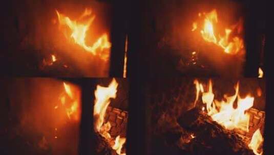 炉子里燃烧的火焰高清在线视频素材下载