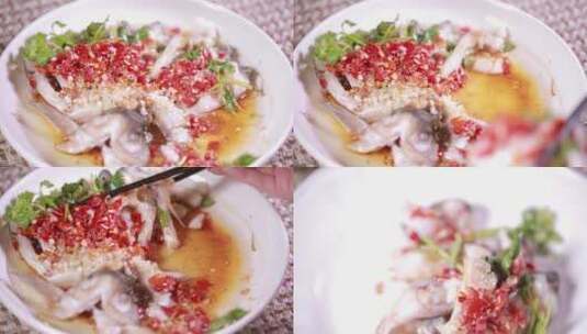 剁椒鱼头香辣鱼肉肉质高清在线视频素材下载