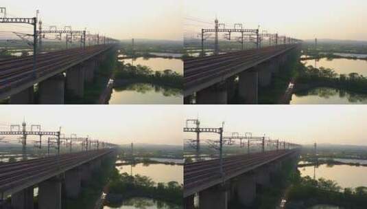 中国高铁 动车 和谐号 复兴号 日出-07高清在线视频素材下载