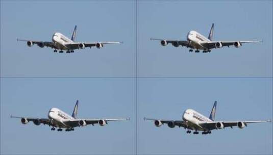 新加坡空客A380着陆高清在线视频素材下载