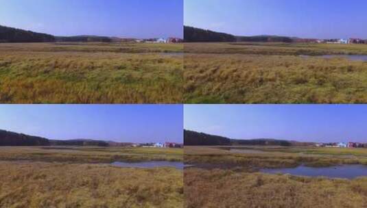 航拍乌兰布统草原风光湿地山丘高清在线视频素材下载