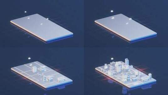 手机上的城市 3D渲染高清在线视频素材下载
