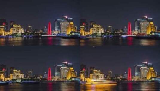 8k延时上海外滩夜景人民纪念碑高清在线视频素材下载