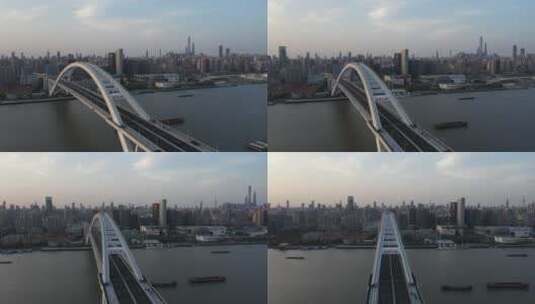上海新冠疫情卢浦大桥航拍高清在线视频素材下载