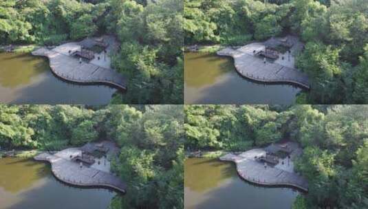 湖泊衡阳平湖公园湖面观景台高清在线视频素材下载