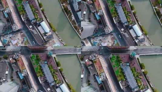 俯拍上海浦西苏州河高清在线视频素材下载