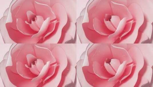 3D渲染抽象粉色花朵开花绽放发光金色粒子高清在线视频素材下载