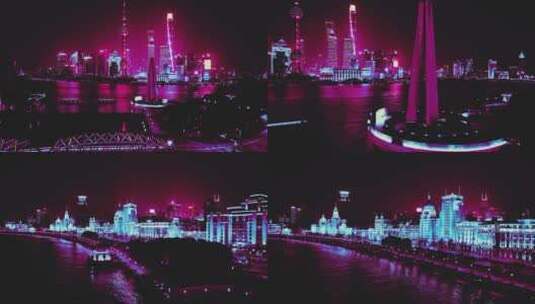 上海天际线赛博夜景高清在线视频素材下载