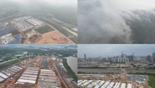河套香港中央援港应急医院施工全景高清在线视频素材下载