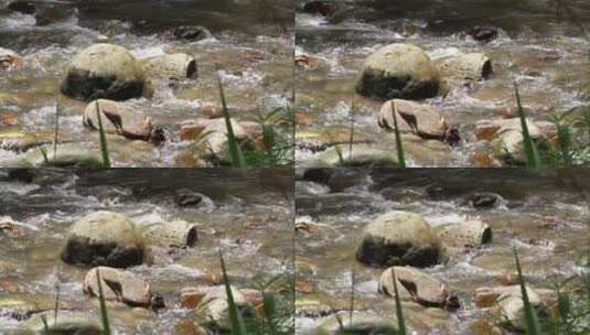 山间多岩石的小溪高清在线视频素材下载