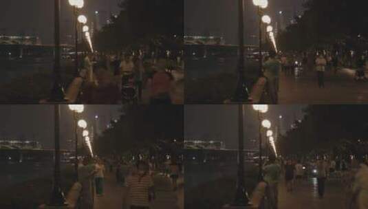 广州珠江边人流涌动延时摄影高清在线视频素材下载