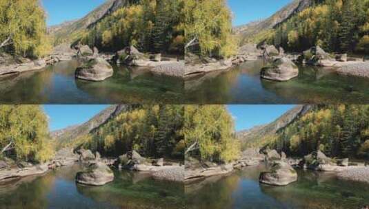 新疆可可托海额尔齐斯大峡谷自然风光高清在线视频素材下载