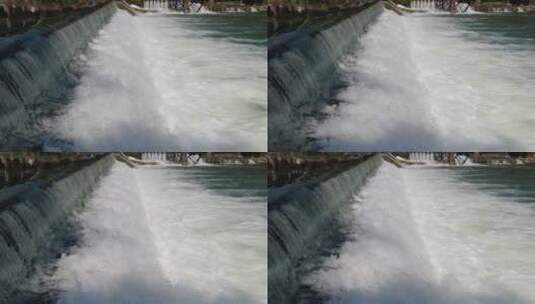 水坝瀑布流水湍急水流高清在线视频素材下载