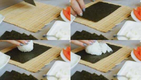 制作寿司的女人高清在线视频素材下载