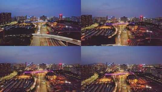 深圳龙华区傍晚现代城市风光航拍高清在线视频素材下载