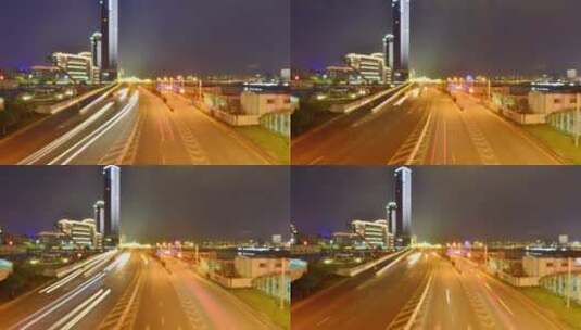 城市繁忙的交通汽车尾灯形成的光的轨迹高清在线视频素材下载