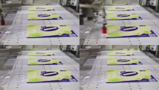 卷纸生产线包装流水线纸巾生产封装机高清在线视频素材下载