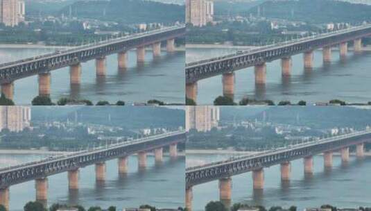 武汉长江大桥，长焦镜头横移镜头高清在线视频素材下载