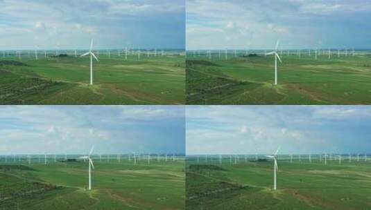 草原上的风车高清在线视频素材下载