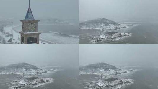 海边大雪下的古钟合集高清在线视频素材下载