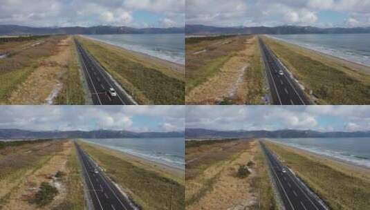 日本北海道海滨公路自然风光航拍高清在线视频素材下载