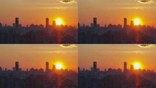 上海日出航拍空镜高清在线视频素材下载