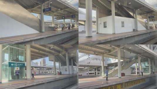 站台等待列车的口罩旅客车行视角02高清在线视频素材下载