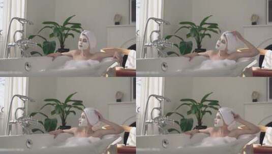 浴缸泡澡高清在线视频素材下载