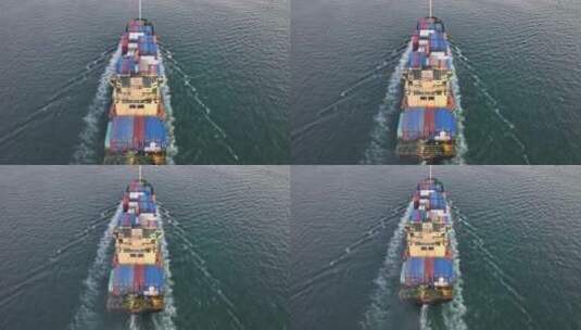 海面上的大型集装箱货轮高清在线视频素材下载