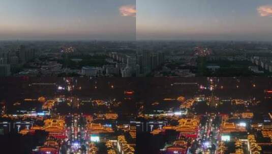 大唐不夜城航拍合集航拍4K大唐步行街夜景高清在线视频素材下载