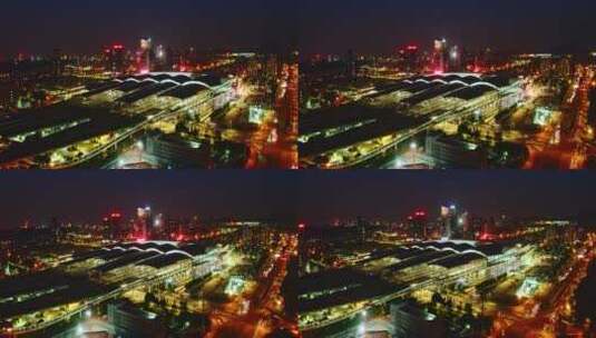 4K城市航拍广州南站日夜景高清在线视频素材下载
