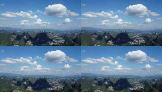 航拍蓝天白云的桂林山水高清在线视频素材下载