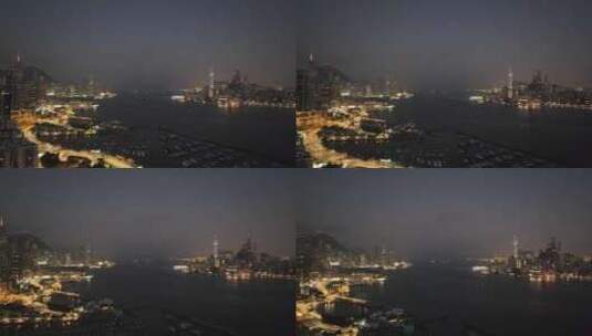 香港铜锣湾傍晚蓝调航拍高清在线视频素材下载