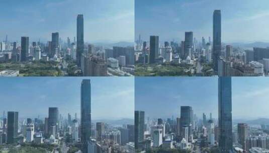 深圳华强北道路交通航拍深南大道建筑风光高清在线视频素材下载