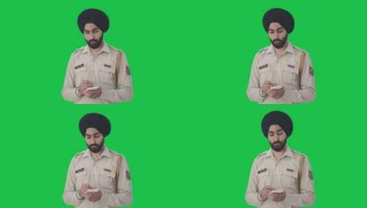 锡克教印度警察写FIR绿屏高清在线视频素材下载
