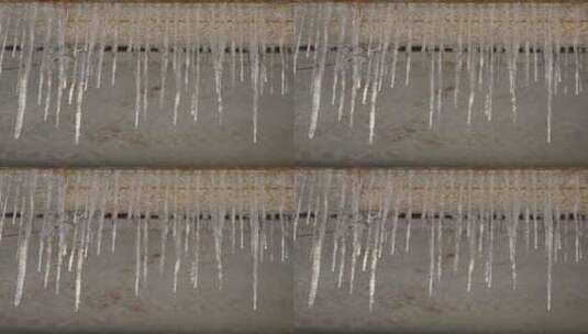 冬季冰柱寒冷冰锥结冰融化滴水高清在线视频素材下载