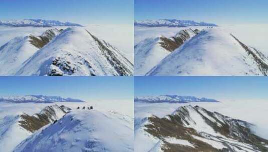 航拍冬季夹金山风景川西高原壮丽雪山景色高清在线视频素材下载