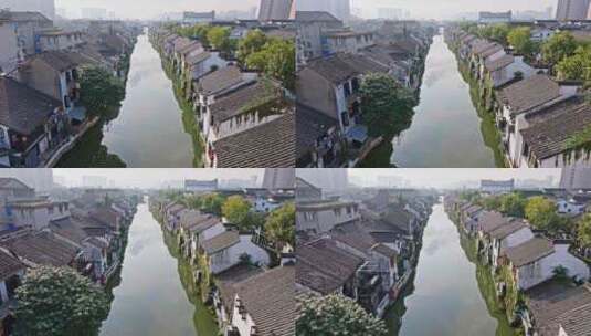 中国江苏无锡清名桥古运河景区航拍高清在线视频素材下载