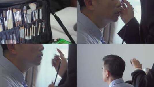 男人化妆男演员男主播化妆做造型做妆造头发高清在线视频素材下载