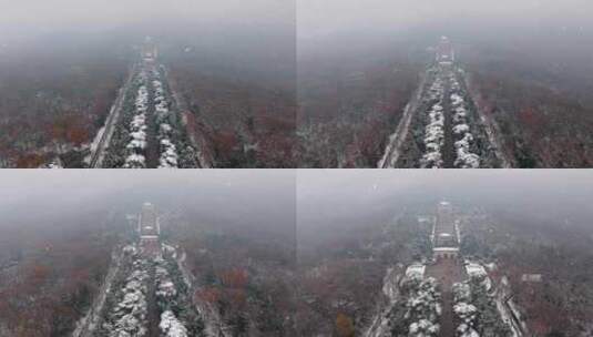 南京中山陵雪景一镜到底航拍高清在线视频素材下载
