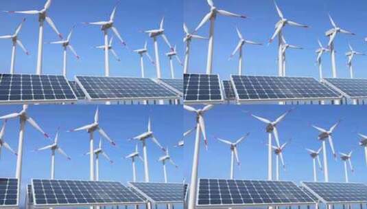 太阳能风力发电机组高清在线视频素材下载