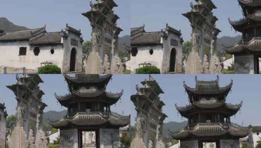 安徽歙县许村古建筑古木雕牛腿空镜高清在线视频素材下载